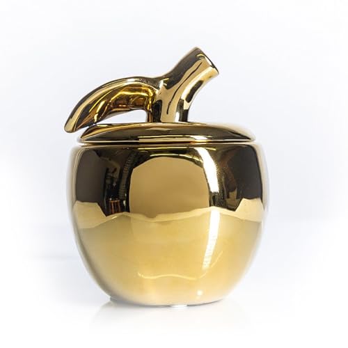 Luxury Apple Scented Candle &ndash; Large 40oz Jar with Soy Wax Blend & 1 Cotton Wick &ndash; Long Burn Time 180-220 Hours &ndash; Fall Candles, Fall Scented Candles, Soy Candle for Home & Holiday D&eacute;cor (Gold)