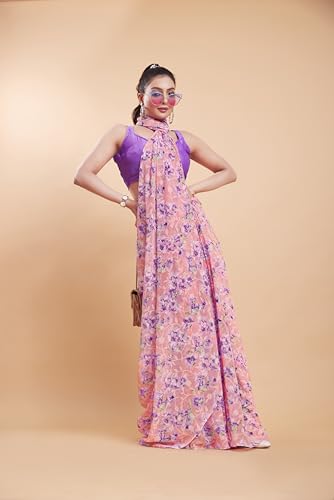 Image of Garden Vareli Summer Roganza Viscose Brasso Floral Print Christmas Special Saree