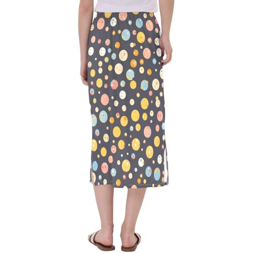 Womens Trendy Elastic Midi Half Skirt Work Split Skirt3