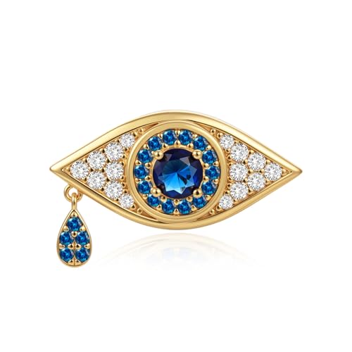 Image of Cicy Bell Evil Eye Brooch Pins 18K Gold Plated CZ Jewelry Broach | Fashion Lapel Pins, Hat Scarf Brooches, Pin Clips, Gifts for Women