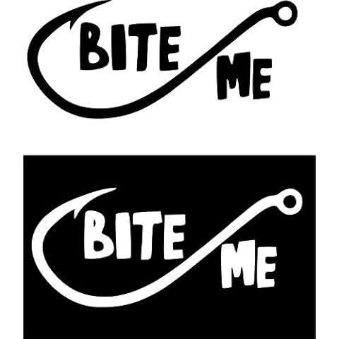 Bite Me Decal Fishing Car Truck Automotive Window Vinyl Decal Bumper Sticker (3" X 6.5") Cover