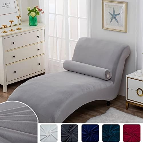 Stretch Chaise Lounge Cover Indoor, Printed Armless Chaise Chair Slipcover Furniture Protector Recliner Sofa Covers for Living Room Machine Washable (Orange)