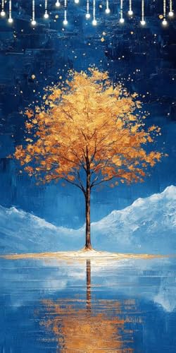 数字油絵 木 ペイントバイナンバー 山 DIY 数字でペイント手芸キッ 子供または大人用 初心者向け ブラシとアクリル絵の具付き フレームなし paint by numbers 70X140cm ホーム ハロウィン 飾り 女性へのギフト P0-197