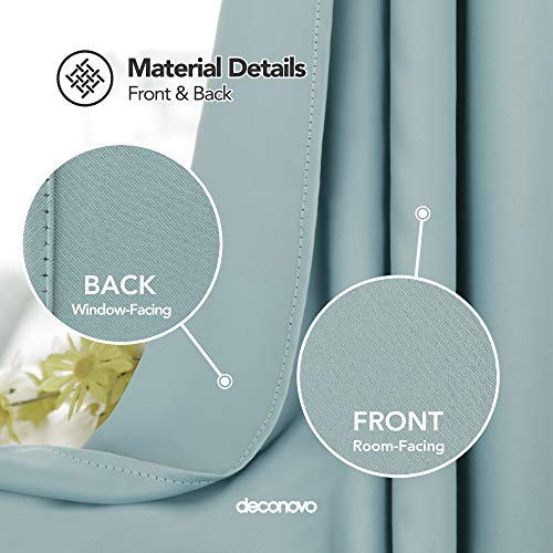 Image of Deconovo Polyester & Polyester Blend Solid Rod Pocket Blackout Curtain, Door - 7 Feet, Light Blue