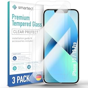 smartect Glass Screen Protector [3 Stuks, Clear] compatibel met iPhone 13/13 Pro, Beschermglas Anti-kras, Gerhard Glas 9H, Bubbelvrije, Ultra-bestendig, Anti-Vingerafdrukken