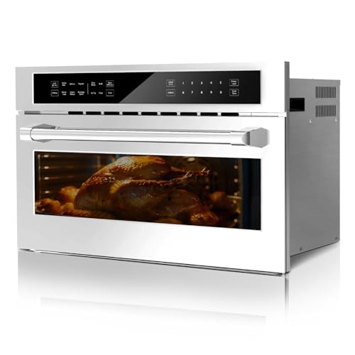 Image of 30 Inch Microwave Convection Oven, 1.6 Cu.Ft. Built-In Convection Oven and Microwave Combo with Air Fry, Touch Control, Drop-Down Door, Stainless Steel Finish, 1700W, Silver