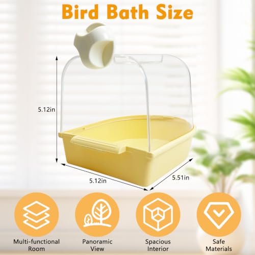 Image of kathson Bird Bath for Cage Budgie Bath Parakeet Shower Bird Cage Accessories for Budgie Cockatiel Lovebird and Other Small and Medium-Sized Birds