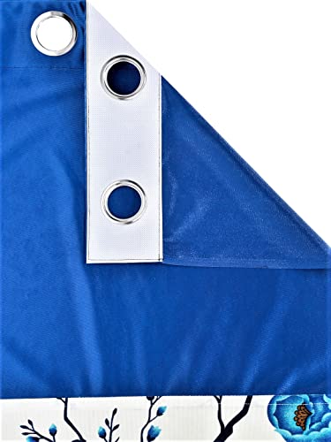 Image of Fashion String 2 Pieces Solid Patch 3D Tulip Eyelet Polyester Window Curtains - 5 Feet, Blue