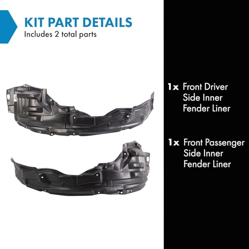 Image of TRQ Front Inner Fender Liner Set Compatible with 2011-2017 Mitsubishi Outlander Sport MI1248126 MI1249126 MI1249127