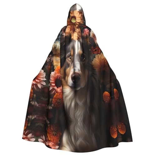 WZYCWB Capa con capucha con estampado de perro con flores para Halloween, fiesta rave y reunión familiar