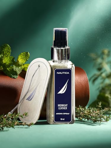 Image of NAUTICA Luxury Car Fragrance Spray with Hanging Tag Card | Marine Lavender | 50ml premium Car Air Freshener | 300+ Sprays | Long Lasting Car Freshener | Car Odour Remover