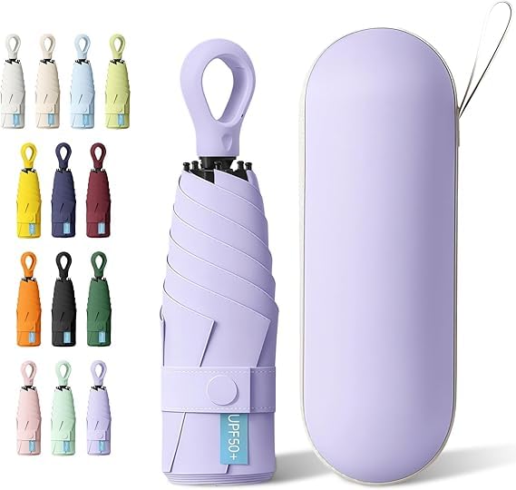 Image of Umbrella, Mini Folding Windproof & Compact UV Umbrella for Sun Protection Rain Windproof Strong Large 3 Fold for Women Handbags,3 Fold for Men Women, Stylish & Compact