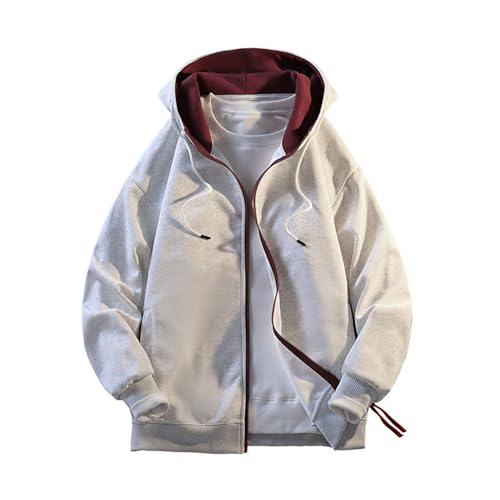 Mens Zip Up Hoodie Casual Fashion Drawstring Hooded Sweatshirts Men Color Block Fall Shirt Long Sleeve with Pocket4
