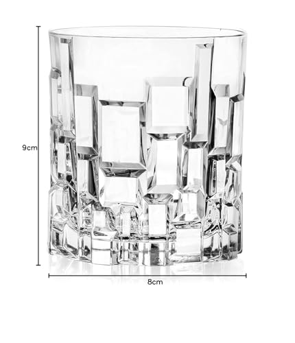 Image of Heavy Base Crystal Rocks Glass - Set of 4 Pcs, 300ml Ideal for Whisky, Bourbon, and Cocktail Serving (4, Stone)