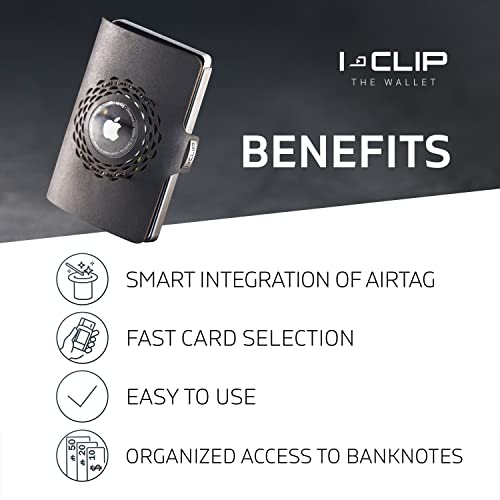 I-CLIP Original Silver Radio Impact, Compatible with Apple AirTag Wallet, Money Bag, Purse, Credit Card case, Credit Card Holder2