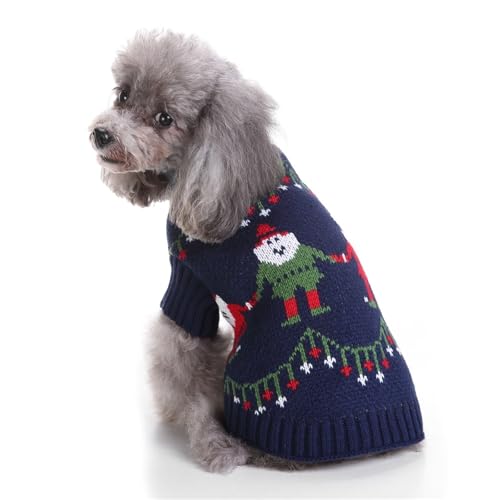 Pull de Noël en tricot le cadeau idéal de vacances pour chiens et chats taille L bleu