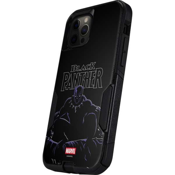 Skinit Decal Phone Skin Compatible with OtterBox Commuter iPhone 12 Pro Max - Officially Licensed Marvel Black Panther Night Time Watch Design