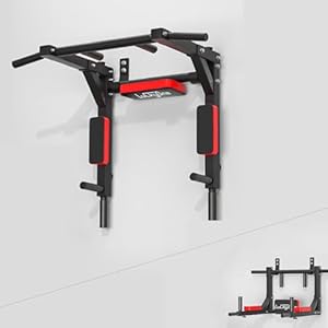Multifunctional Wall Mounted Pull Up Bar, Heavy Duty Steel Chin Up Bar,Dip Station for Indoor Workout