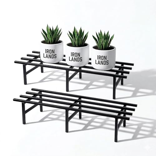 Image of IRON LANDS Metal Pot Stand 72x22x20 Cm | Rust-Proof Matte Powder-Coated Pot Stand for Big Size Plants | Supports Up to 300 Kg| Ideal for Garden Balcony, Outdoor and Indoor Plant Display