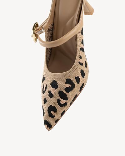Women's Knit Pointed Toe Heeled Mules - Stiletto Heel Slip-On Sandals for Casual & Dressy Outfits3