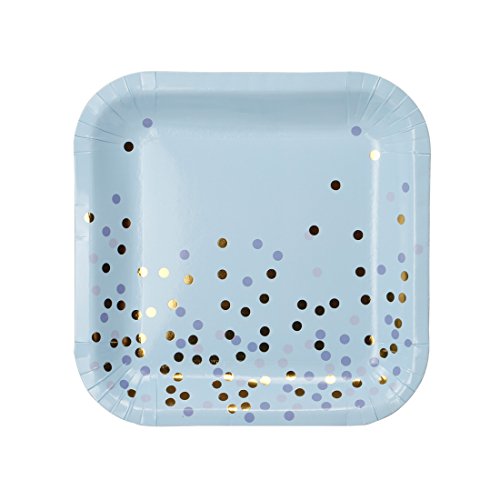 Geeklife Blue Gold Dots Paper Party Plates Bulk, 9 In Square Disposable Dessert Plates,20 Pcs Decorative Tableware For Birthday Parties, Weddings, And Life Celebrations #TOP7