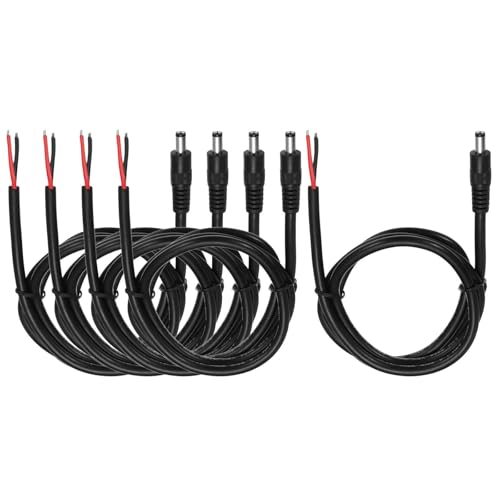 Câble d'alimentation CC 5.5mm x 2.5mm mâle vers fil nu MECCANIXITY 1m lot de 5