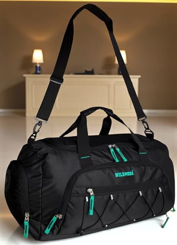 Image of 50L Duffel Travel Bag with Multiple Pockets | Ideal for Gym & Outdoor Trips (Black & Blue)