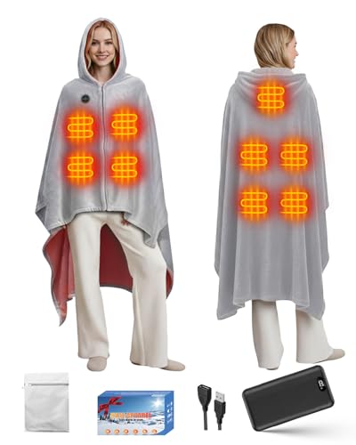 Couverture Chauffante Électrique avec Power Bank 20000mAh, 9 Zones Plaid