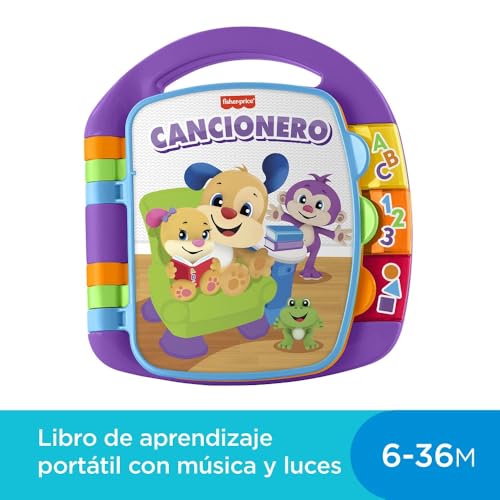 Miniatura 2 de Fisher-Price Ríe y Aprende Libro Interactivo de Aprendizaje Cancionero, Juguete con Luces y Sonidos para bebé +6 Meses, versión español (FRC69)