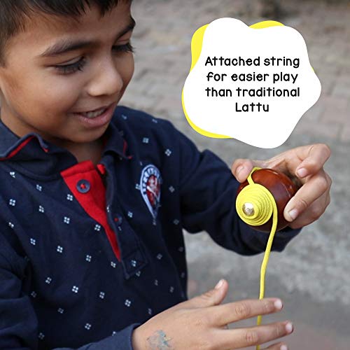 Image of Toiing Outdoor Traditional Games Combo - Lagori & Topsytoi | Traditional Outdoor Indian Games on Cooperation & Hand-eye Coordination | Family Ball Game with 7 Stones & Lattu | for Kids Age 5 Years & Above
