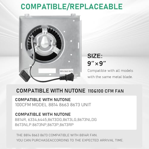 ?Upgrade? Model 8814 8663 8673, Compatible with Nutone 8814R 8673RP Unit 110CFM Fan,3.5 Sones, Compatible with Nutone 8673RP 6334, 6445, 8673DG, 8673LG, 8673NLDG, 8673NLP, 8673NP, 9