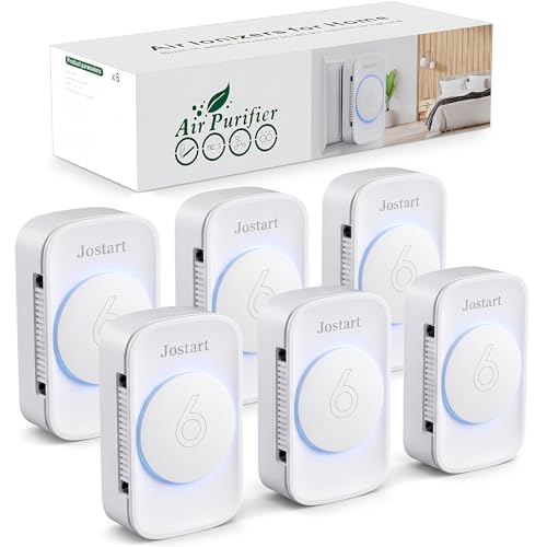 JOSTART Air Ionizer for Home, 6 Negative Ion Emitters (3X Purification), Plug-in Air Purifier for Small Spaces/Cat Litter Room, Kitchen, Smoke Dust, Ozone Free Ultra Quiet Air Freshener (6 Pack)