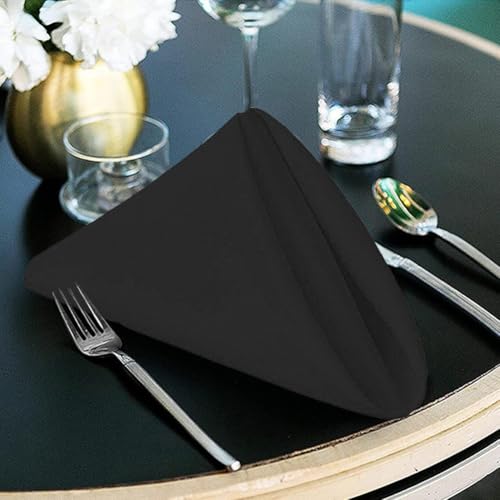 Servilletas negras de poliéster elegante para bodas y cenas de gala, 12 unidades 6