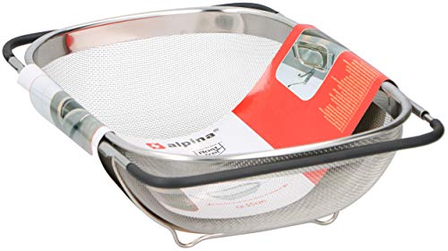 Edelstahl Sieb für Spüle Abtropfsieb ausziehbar m. Griffe 33x23,5x10cm Spülensieb Spülsieb Küchensieb Spülbeckensieb Nudelsieb Haushalssieb, Silber