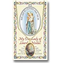 Hirten Our Lady of Lourdes Epoxied Medal Pendant Necklace with 18" Chain