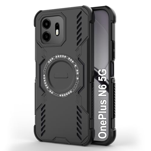 Image of Zapcase Back Case Cover for Oneplus N6 5G | Magnetic Case with Built-in Metal Ring | Supports MagSafe Charger, Wallet & Car Mount | Shockproof Hybrid PC + TPU | Black