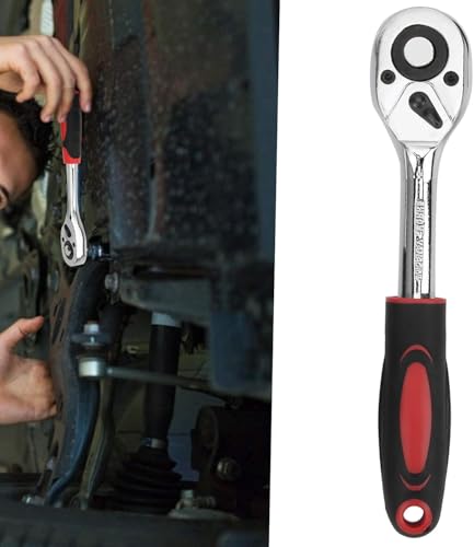 AJinacious 1/4 Inch Ratchet Wrench, 24-Tooth Quick-Release Ratchet Wrench, Reversible, Chrome Alloy Made, Drive Extendable Ratchet with Cushion Handle for Furniture Auto Car Repair 5 AJinacious 1/4 Inch Ratchet Wrench, 24-Tooth Quick-Release Ratchet Wrench, Reversible, Chrome Alloy Made, Drive Extendable Ratchet with Cushion Handle for Furniture Auto Car Repair - Image 5