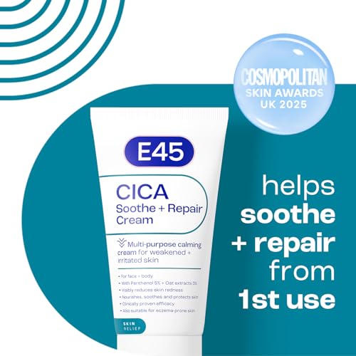 E45 Cica Soothe & Repair Cream - Protects and Restores Dry, Sensitive & Irritated Skin, Reduces Redness - With Natural Ingredients, Fragrance Free, 50ml