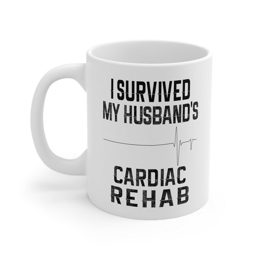 DPgUfPV I Survived Husband's Cardiac Rehab Mug Gift for Wife Rehabilitation Surgery Recovery Bypass Open Heart (15 oz)
