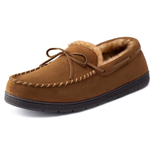 Image of ULTRAIDEAS Men's Luke Moccasin Slippers Memory Foam Cozy House Slippers, Warm Comfy Slippers for Men, Indoor Outdoor Loafer Anti-Slip Home Shoes