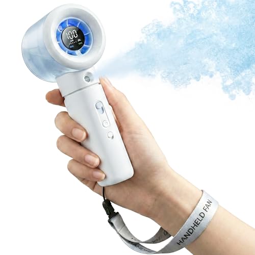 Cyromark Handheld Portable Fan with Misting, Safety Lock, High Speed & LED Display - Personal Fans...