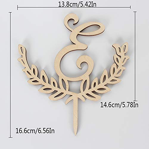 Lingteer Personalized Inital Letter E Wooden Cake Topper Perfect For Birthday Rustic Wedding Anniversary Party Keepsake Decoration #TOP2