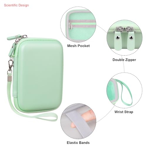 Image of Elonbo Carrying Case for KODAK Mini 2 Retro 2x3 inch P210R 4PASS Portable Photo Printer, Kodak Mini Instant Digital Camera Hard Travel Bag Storage Holder, Pocket Fits Film Cartridge, Green