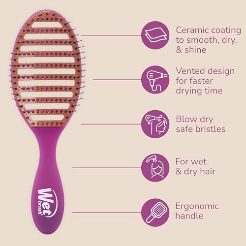 Image of Wet Brush Ceramic Speed Dry Hair Brush, Purple - Vented Design & Soft HeatFlex Bristles for Blow-Dry Safe Styling - Ergonomic Handle for Pain-Free Detangling - Hair Accessories for All Hair Types
