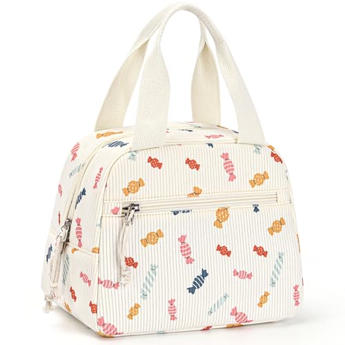 MIAOJIE Lunch Bag for Women, Corduroy Small Insulated Lunch Box