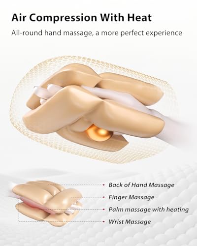 Image of CINCOM Upgraded Hand Massager with Heat and Compression for Arthritis and Carpal Tunnel - Cordless & Rechargeable (Pearl White & Gold)