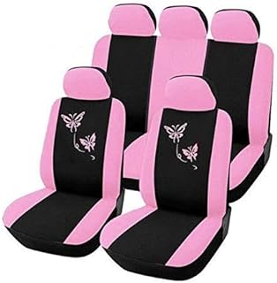 Fundas universales para asientos delanteros y traseros de coche con diseño de mariposa rosa