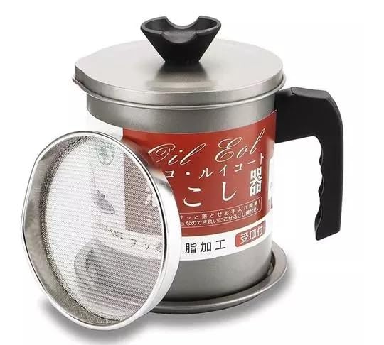 ARV-Steel-Kitchen-Oil-Container-Filter-Pot-Grease-with-Strainer-14-Litre-Used-Cooking-Container-Deep-Fat-Keeper-Metal-Large-Frying-Oil-Disposal-Storage-Pack-Of-1