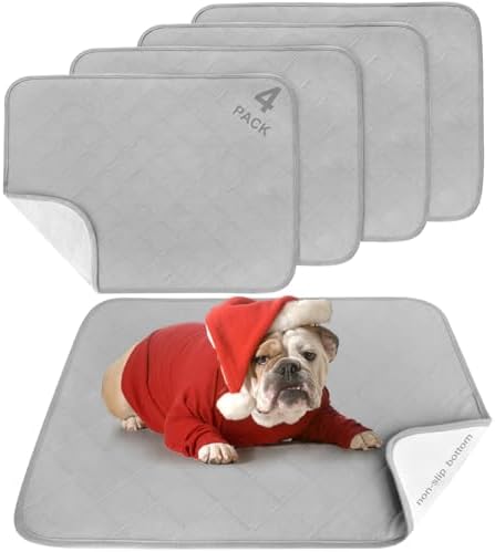 4 Pack 18” x 24” Whelping Pad, Washable Pee Pads for Dogs, Waterproof Pet Dog Supplies, Puppy Pads Pet Training Pads, Non-Slip Training Pads for Dog Playpen, Crate, Couch