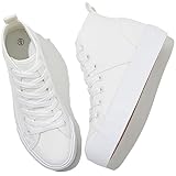 Women High Top Sneakers White Platform Sneakers,Canvas High Tops Fashion Shoes for Walking,Black Cas